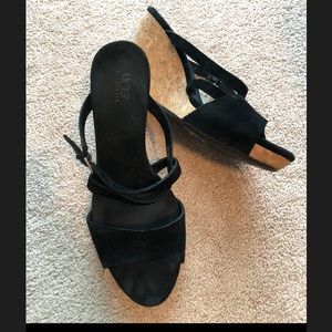 Ugg black suede cork wedges